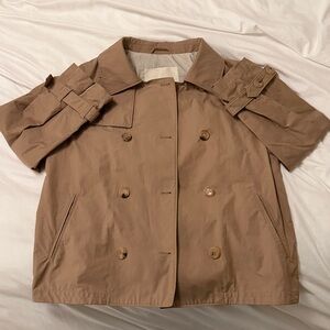MaxMara Tan Double-Breasted Short Trench Jacket